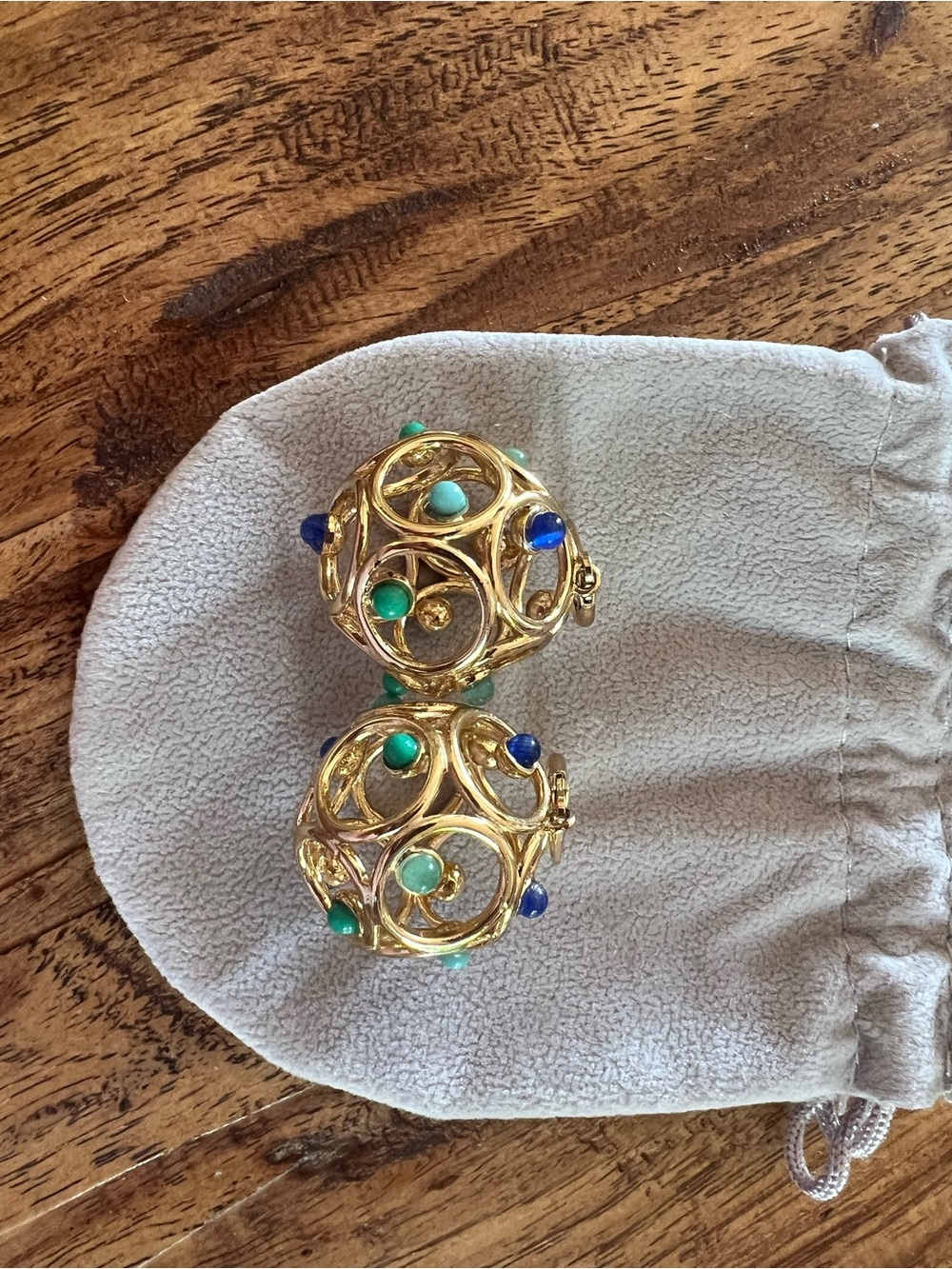 Gold-Tone Multi-Stone Sphere Drop Earrings - Turquoise & Navy
Vintage Kate Spade - Picture 6 of 6